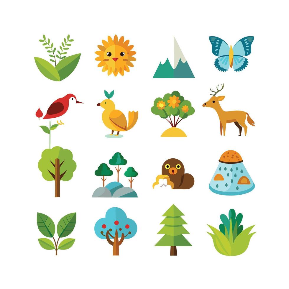 Nature Icon Set Collection Illustration vector