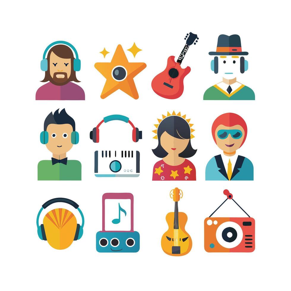 Music and Entertainment Icon Set Collection Illustration vector
