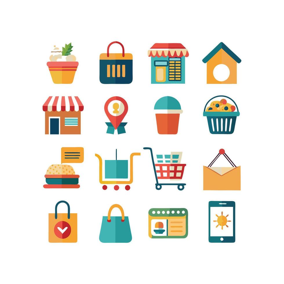 Retail and Shopping Icon Set Collection Illustration vector