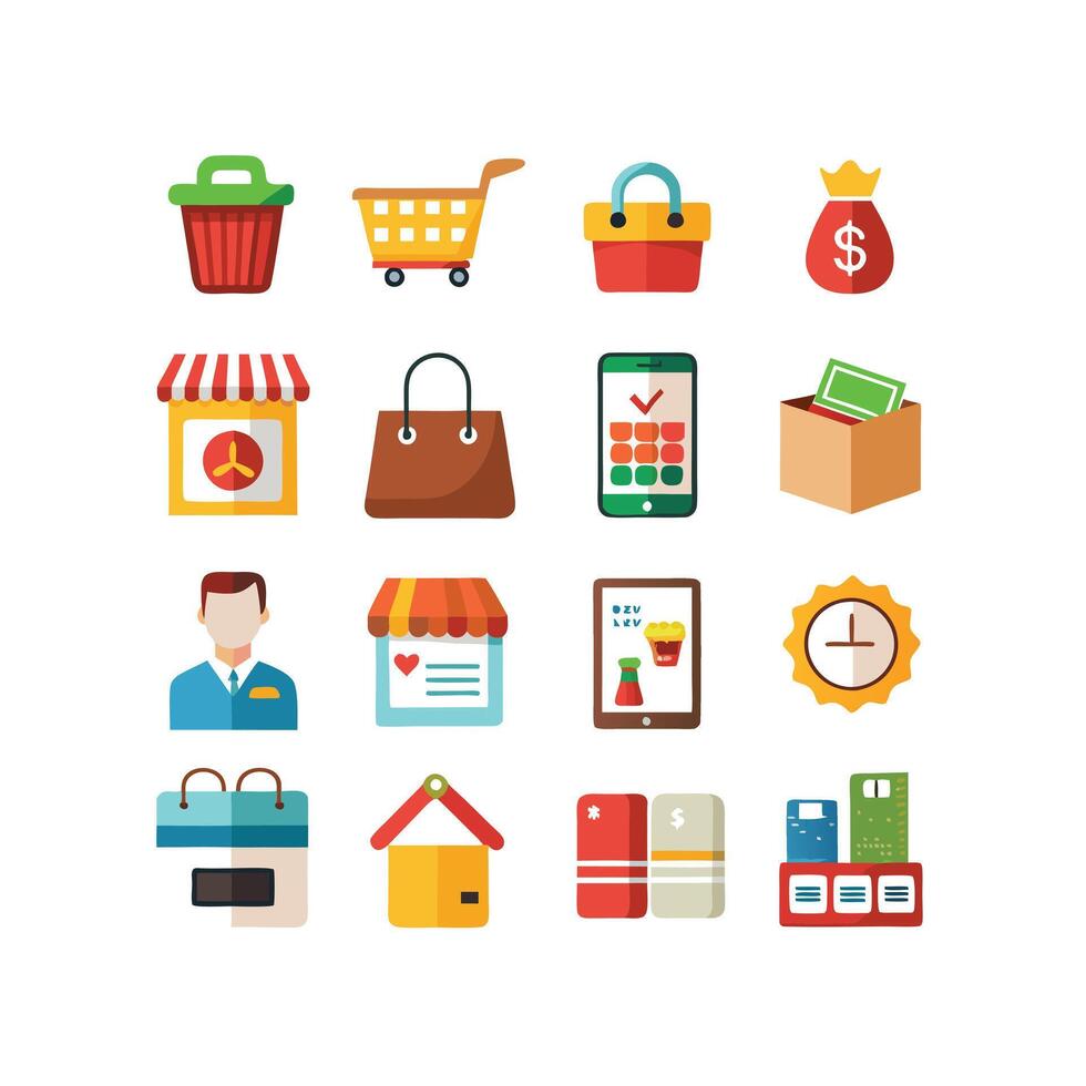 Retail and Shopping Icon Set Collection Illustration vector