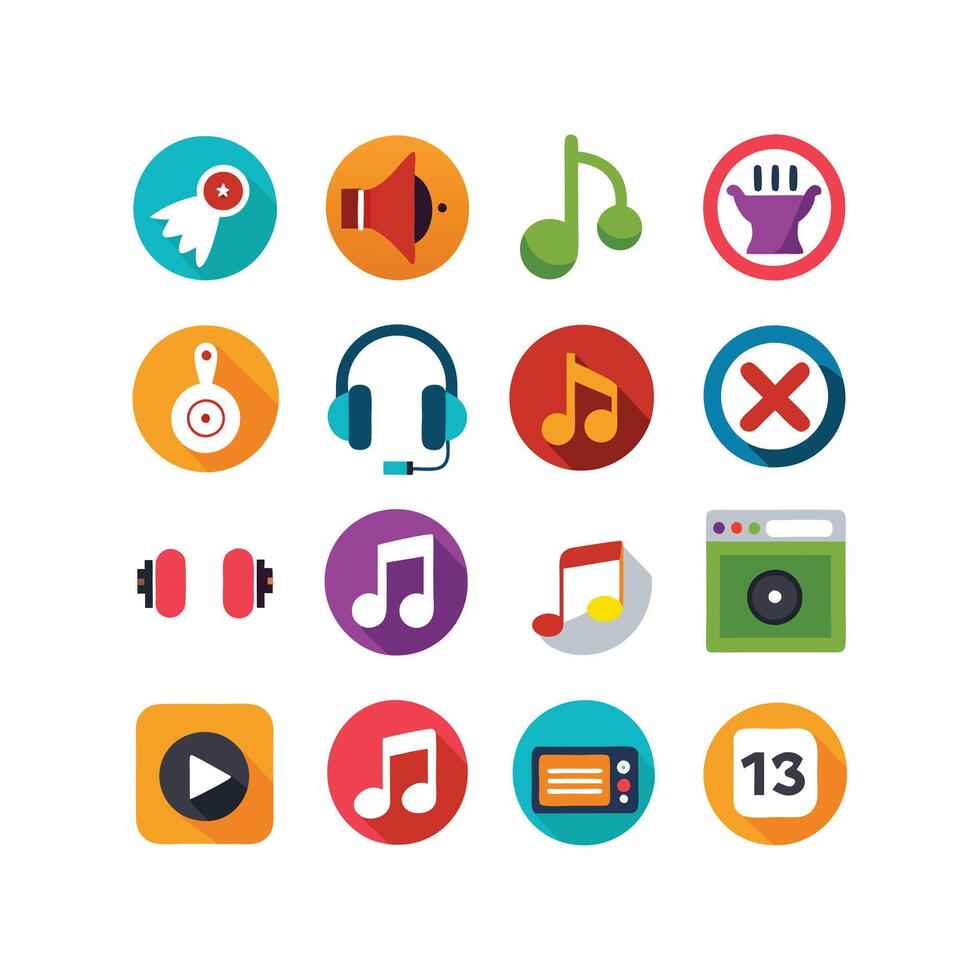 Music and Entertainment Icon Set Collection Illustration vector