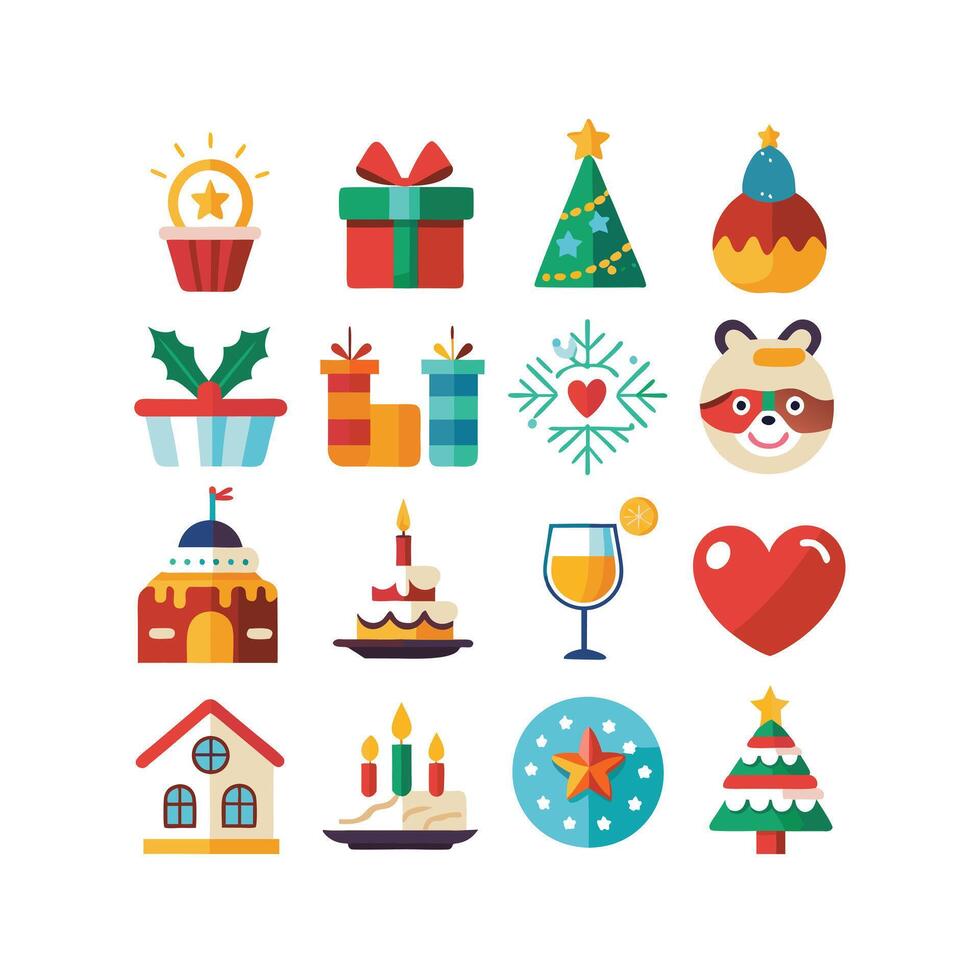 Holiday and Event Icon Set Collection Illustration vector