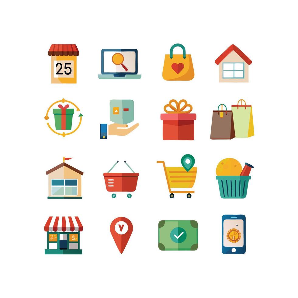 Retail and Shopping Icon Set Collection Illustration vector