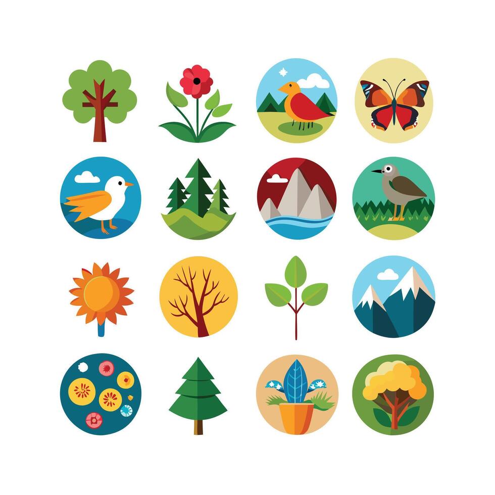 Nature Icon Set Collection Illustration vector