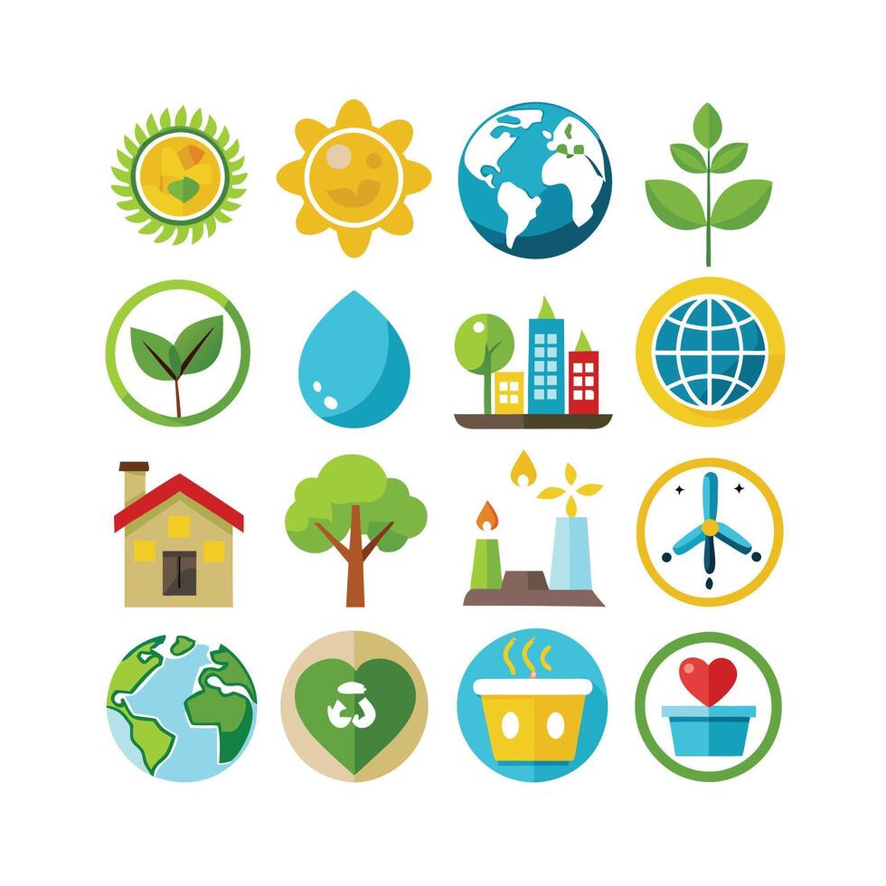 Environment and sustainability icon set illustration vector