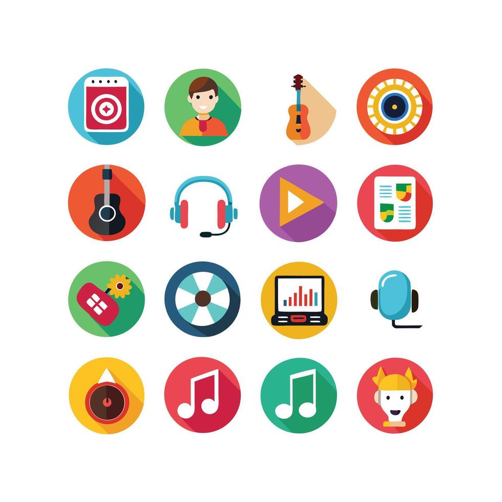 Music and Entertainment Icon Set Collection Illustration vector