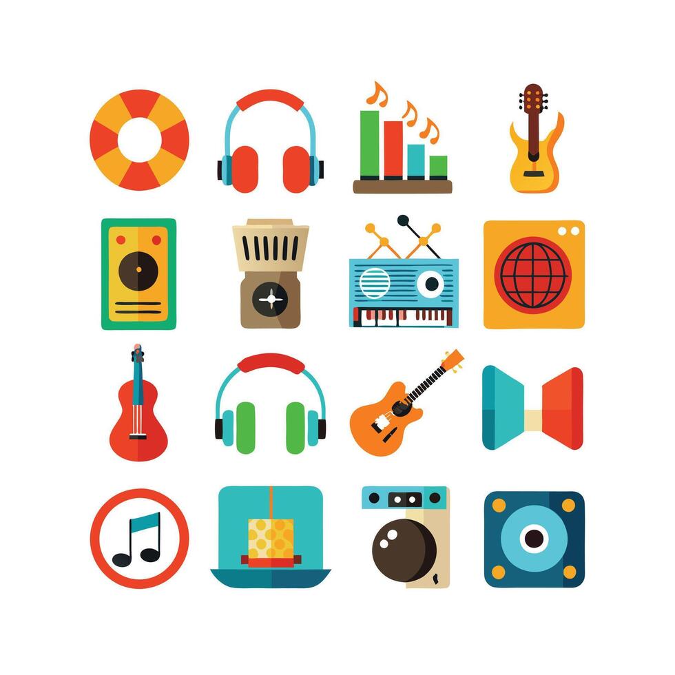Music and Entertainment Icon Set Collection Illustration vector