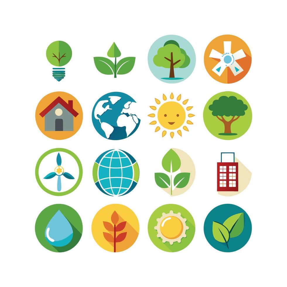 Environment and sustainability icon set illustration vector