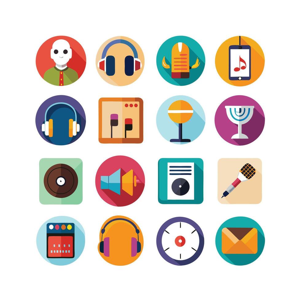 Music and Entertainment Icon Set Collection Illustration vector