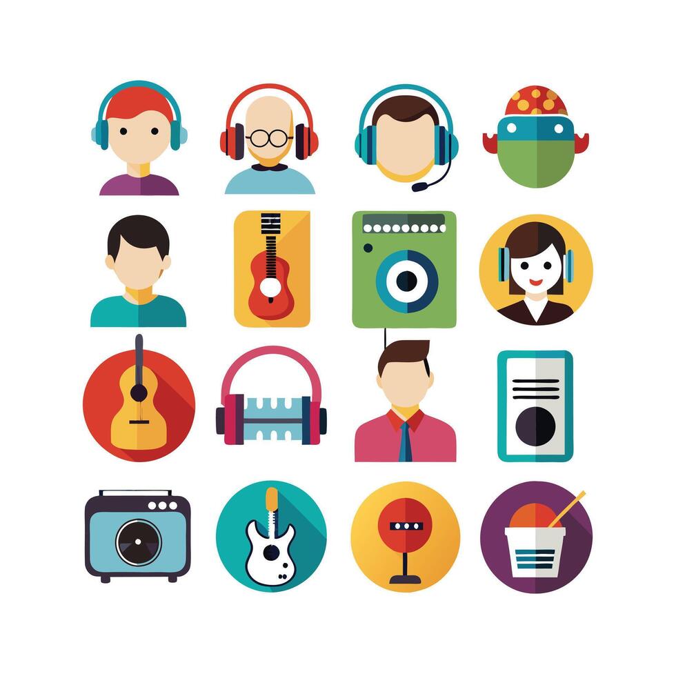 Music and Entertainment Icon Set Collection Illustration vector