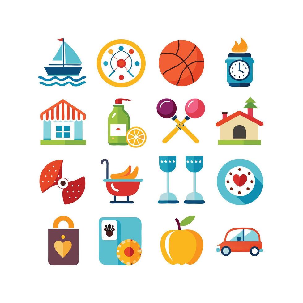 Lifestyle and Leisure Icon Set Collection Illustration vector