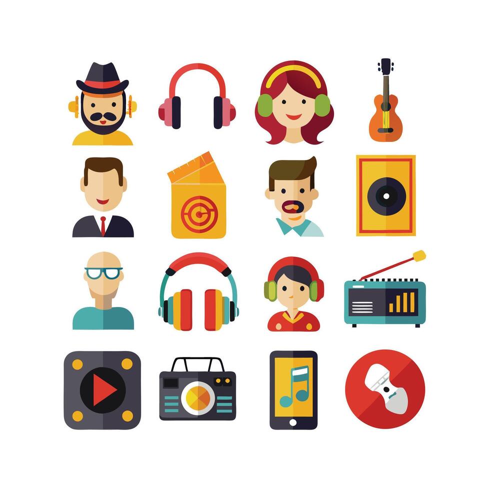 Music and Entertainment Icon Set Collection Illustration vector