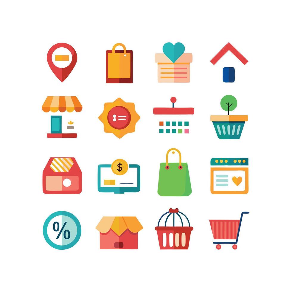 Retail and Shopping Icon Set Collection Illustration vector