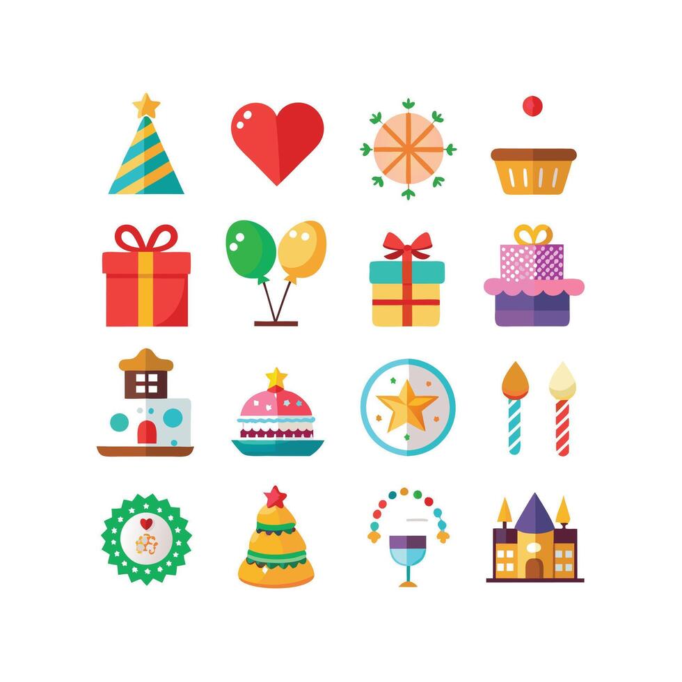 Holiday and Event Icon Set Collection Illustration vector