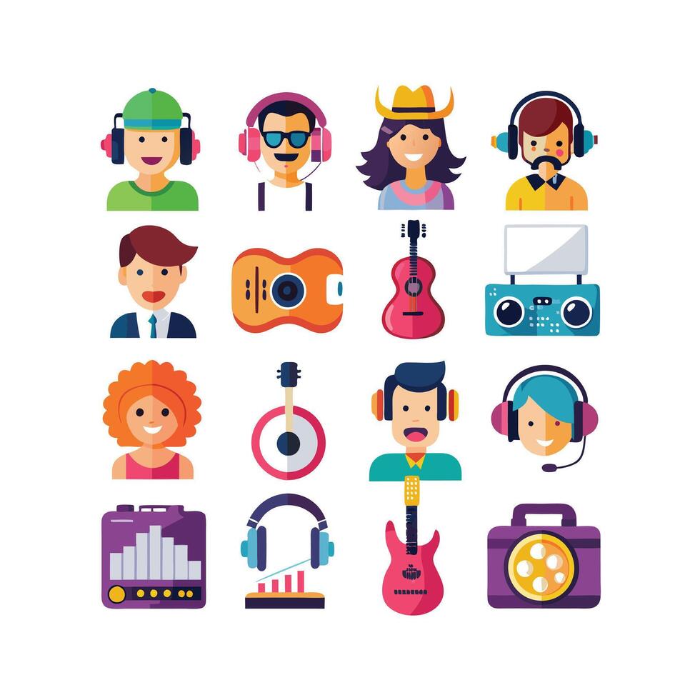 Music and Entertainment Icon Set Collection Illustration vector