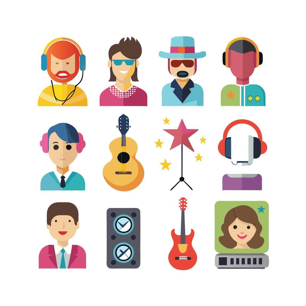 Music and Entertainment Icon Set Collection Illustration vector