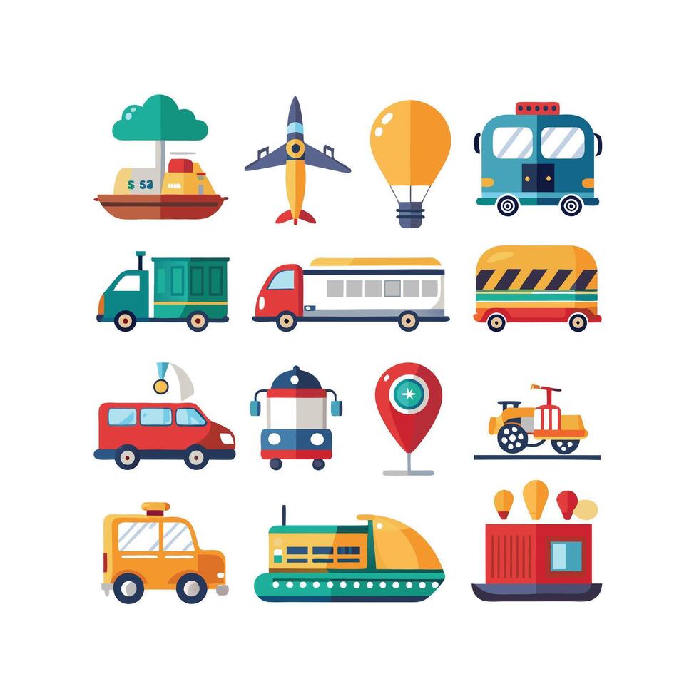 Transportation Icon Set Collection Illustration vector