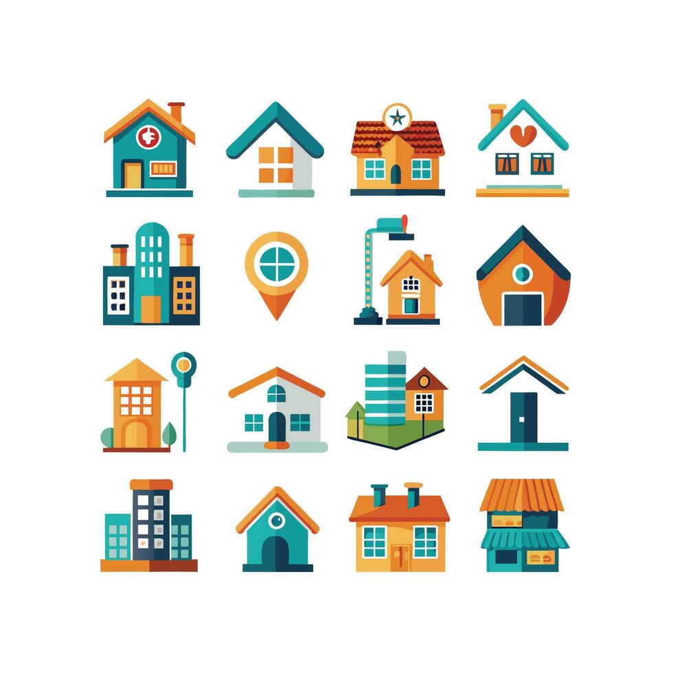 Home and Real Estate Icon Set Collection Illustration vector