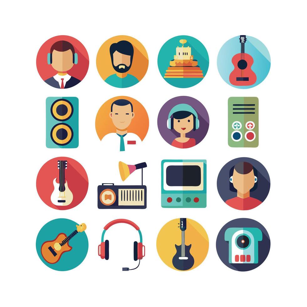 Music and Entertainment Icon Set Collection Illustration vector