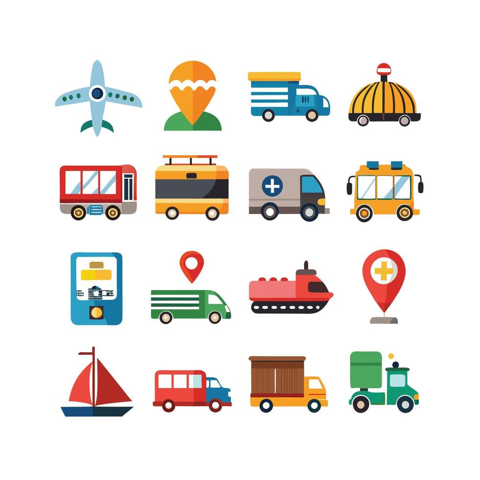 Transportation Icon Set Collection Illustration vector