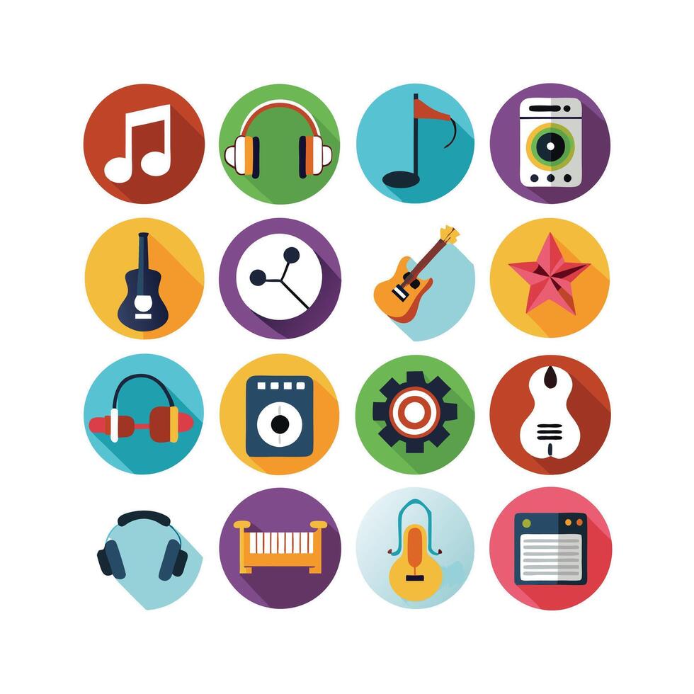 Music and Entertainment Icon Set Collection Illustration vector