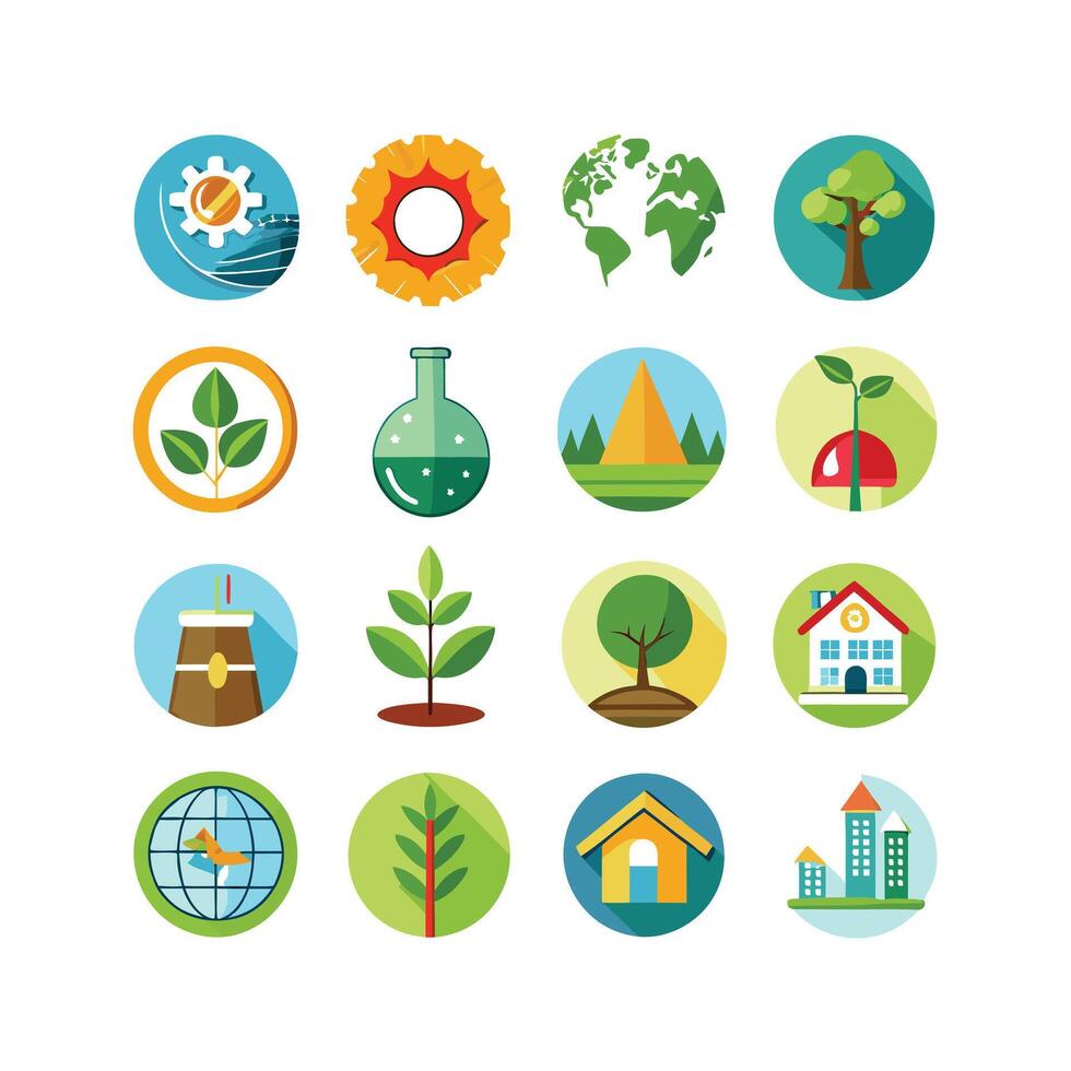Environment and sustainability icon set illustration vector