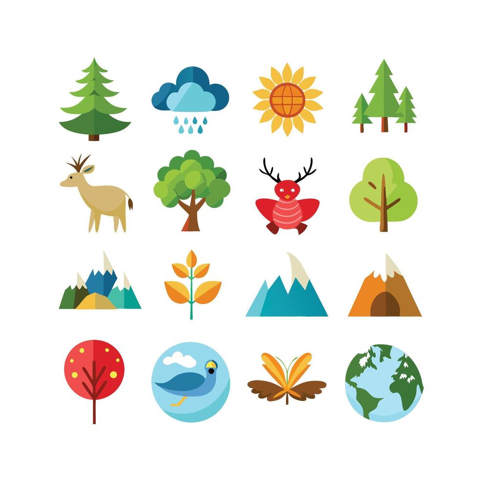 Nature Icon Set Collection Illustration vector