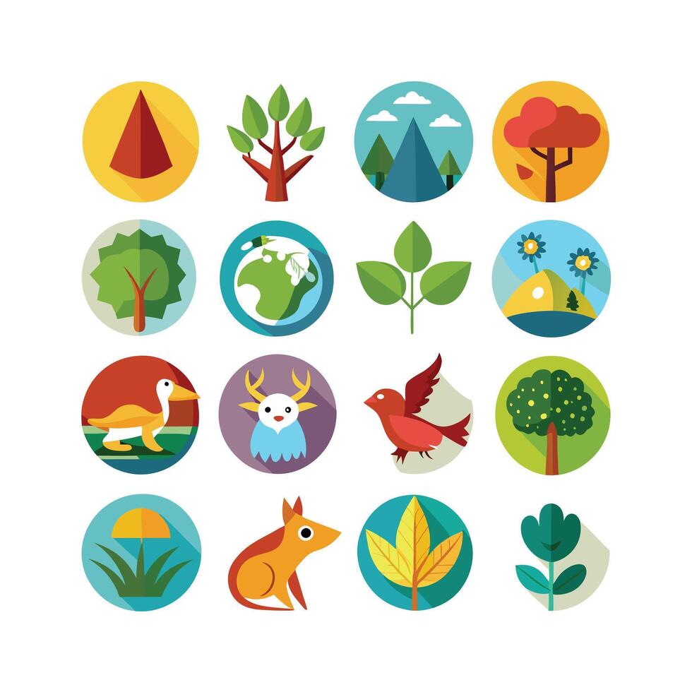 Nature Icon Set Collection Illustration vector