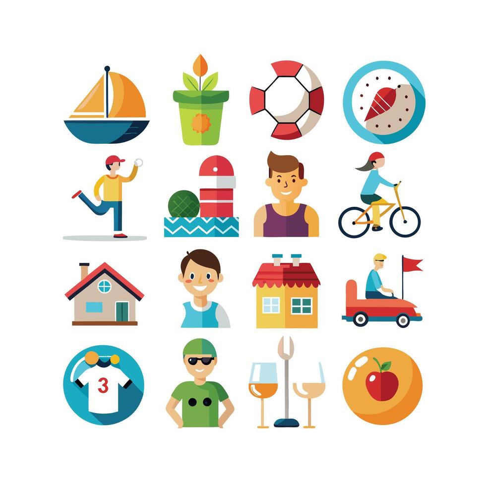 Lifestyle and Leisure Icon Set Collection Illustration vector