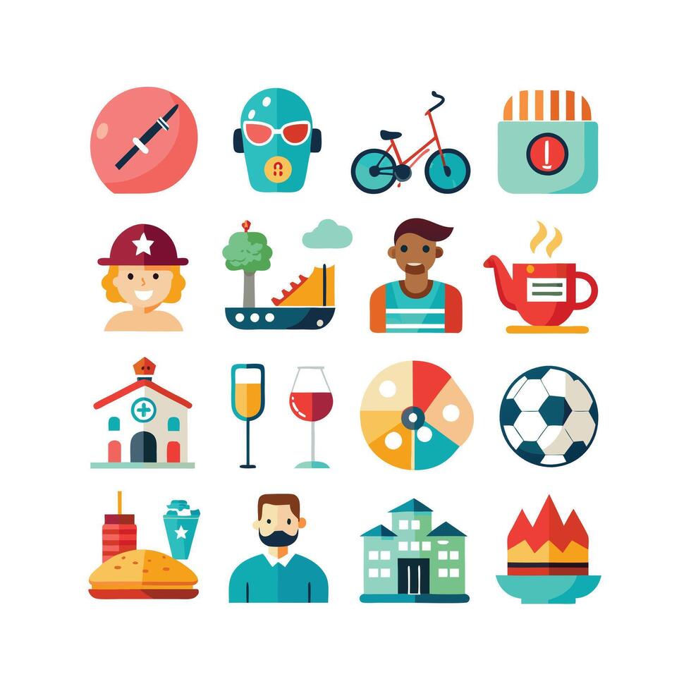 Lifestyle and Leisure Icon Set Collection Illustration vector