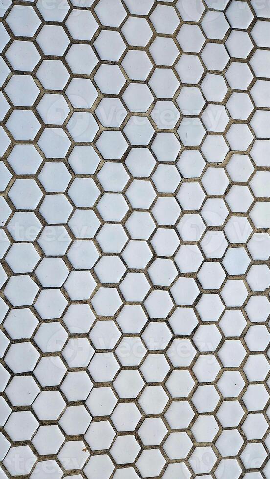 Close up of hexagonal pattern on the wall. Abstract background. photo