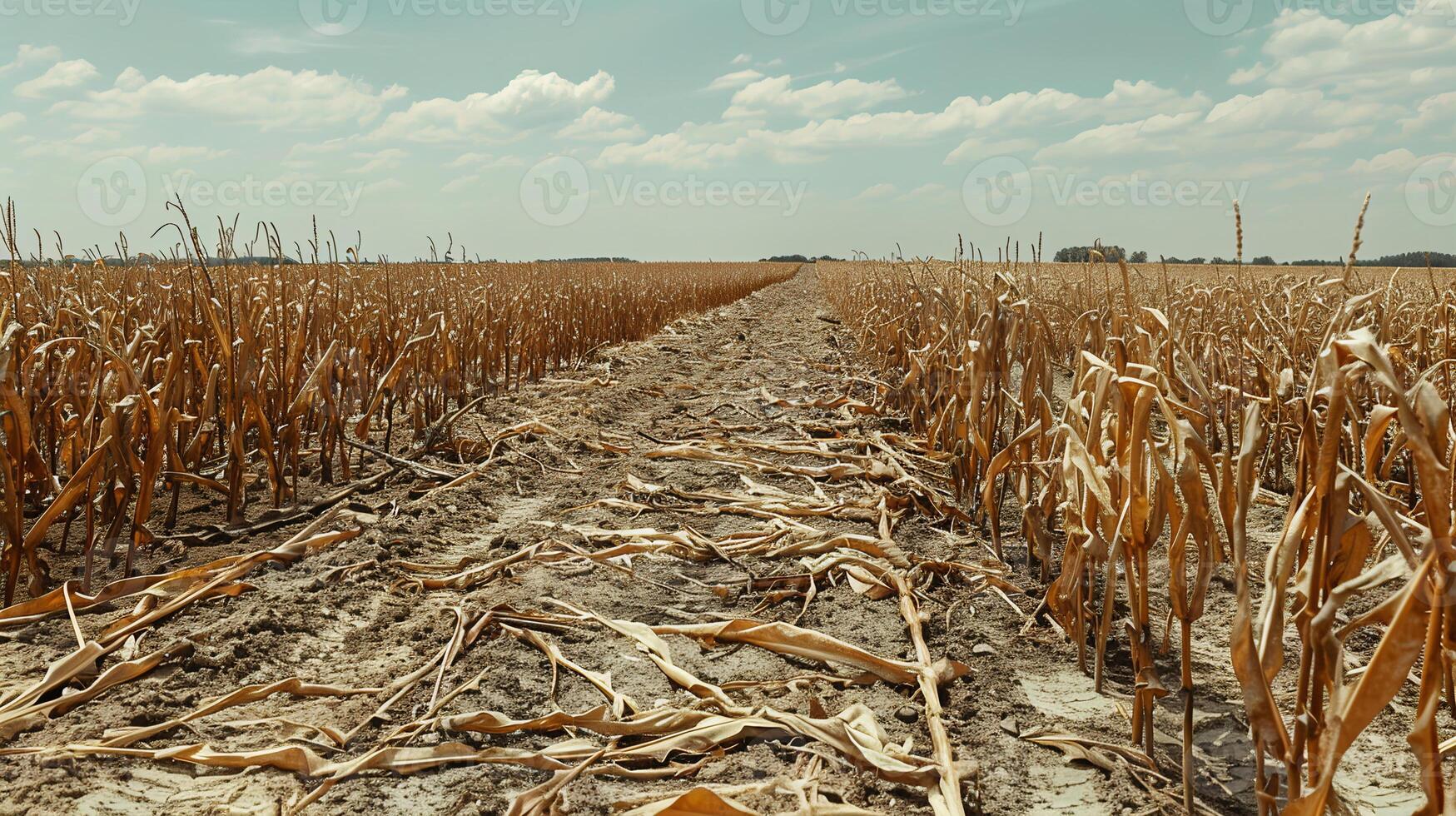 A withered and wilted crop field during a heatwave, portraying the vulnerability of agriculture to climate change-induced droughts and heat stress. Climate change photo