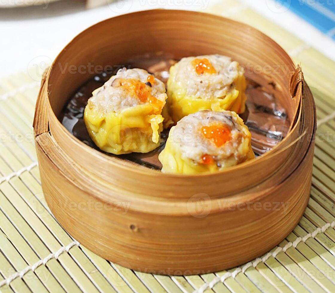 closeup view Dimsum dumplings photo