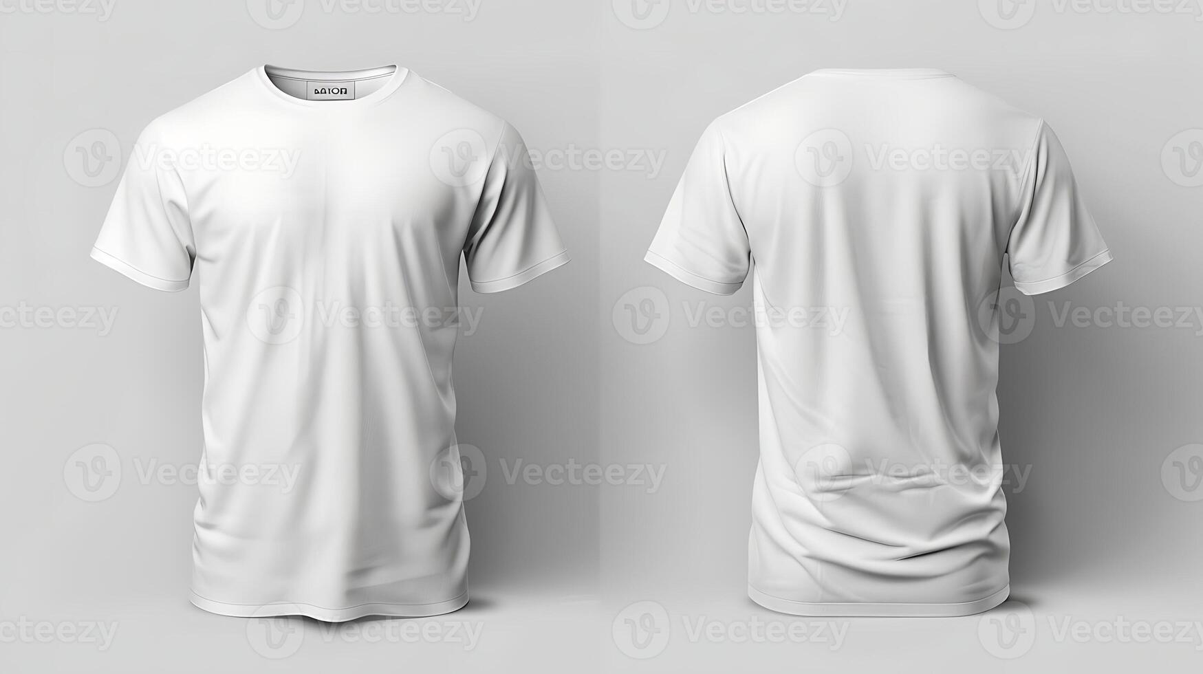 Plain white T-shirt front and back views white background photo