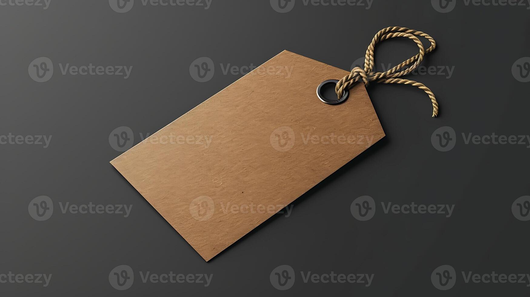 Blank brown paper tag with string mockup photo