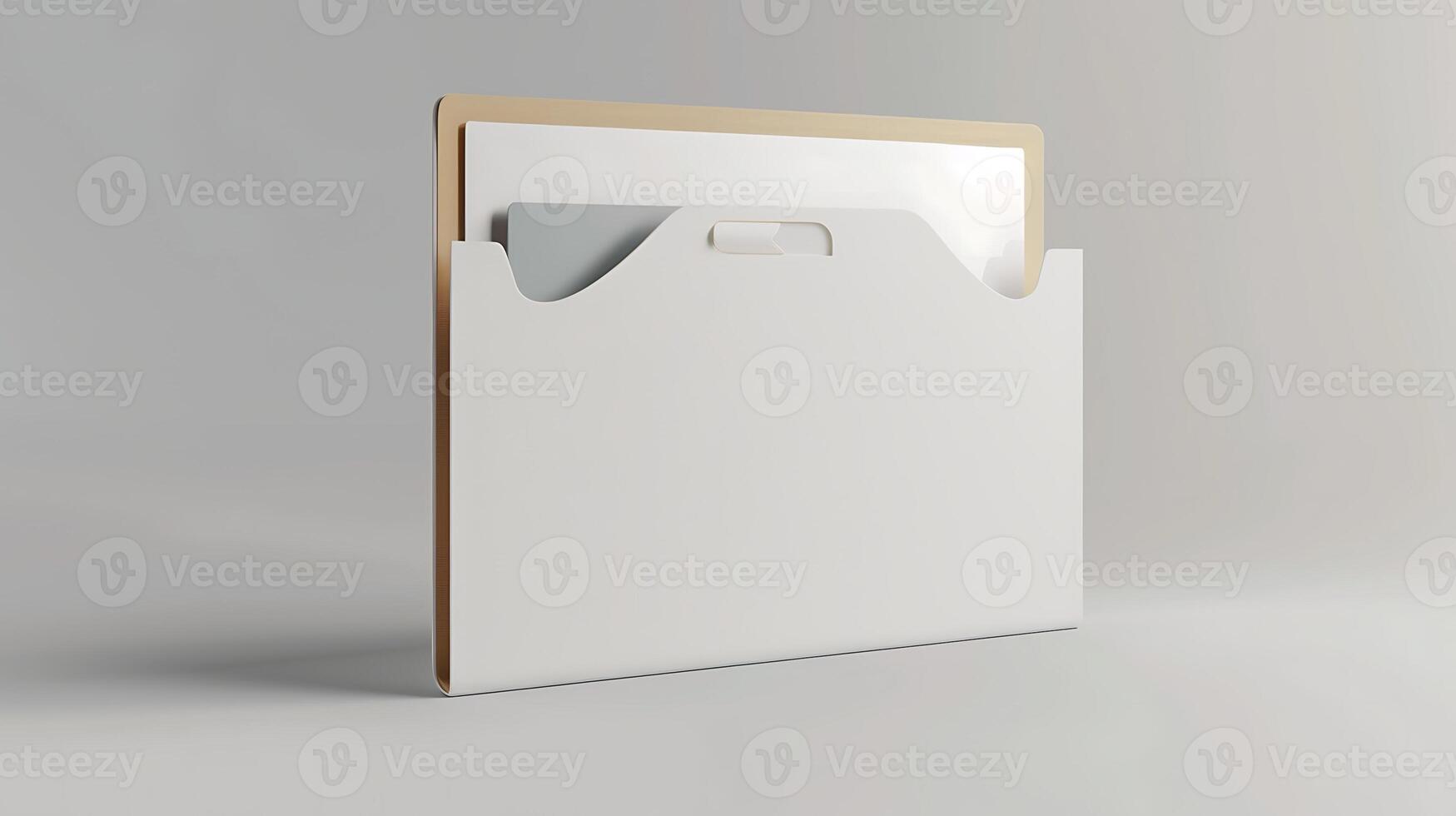 Minimalist white file folder with tablet and document photo