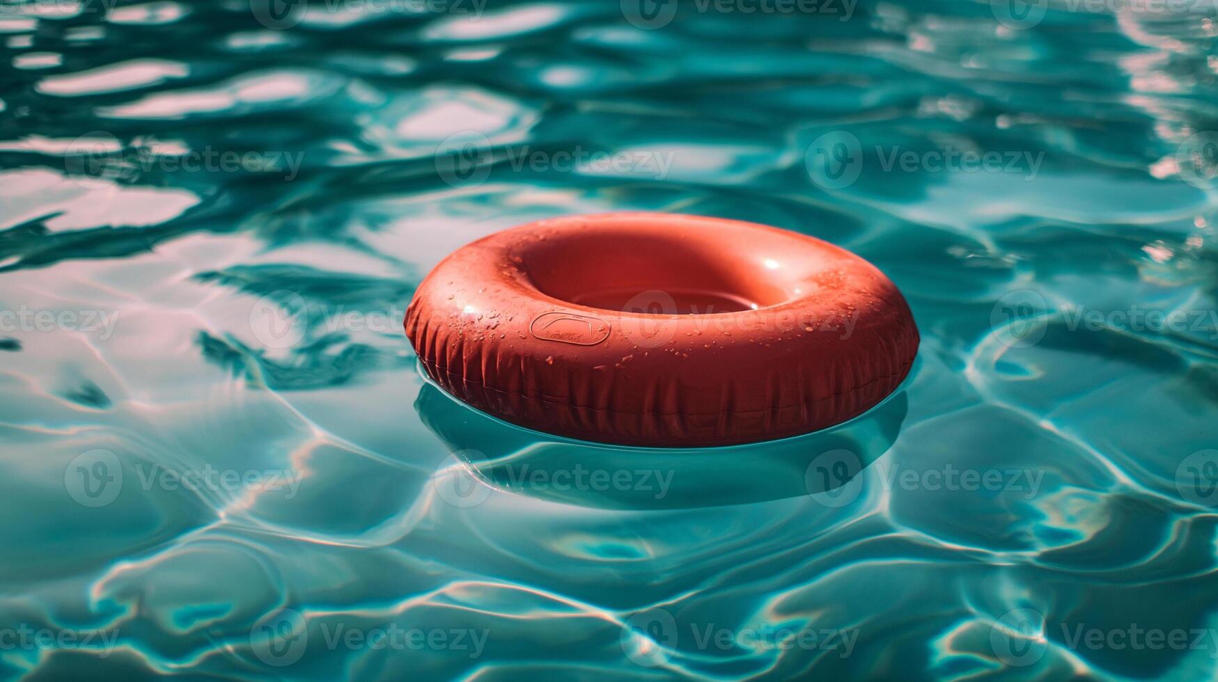 Interesting summer photo of a inflatable water ring in the sea
