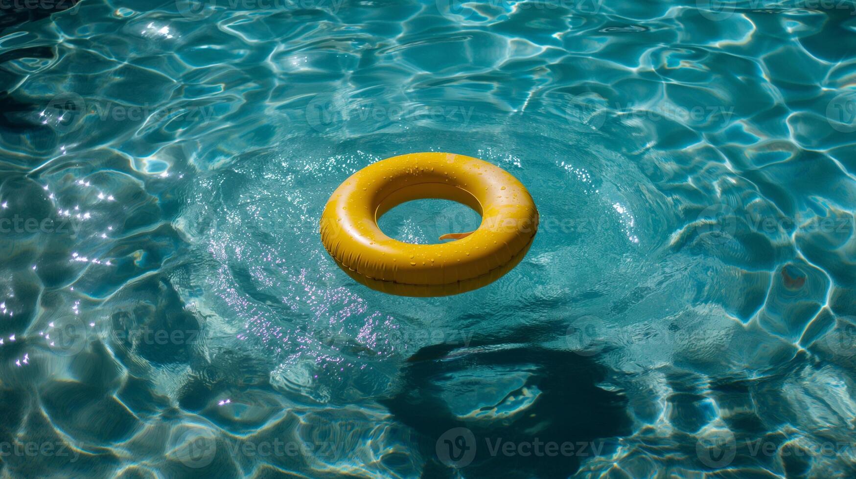 Interesting summer photo of a inflatable water ring in the sea