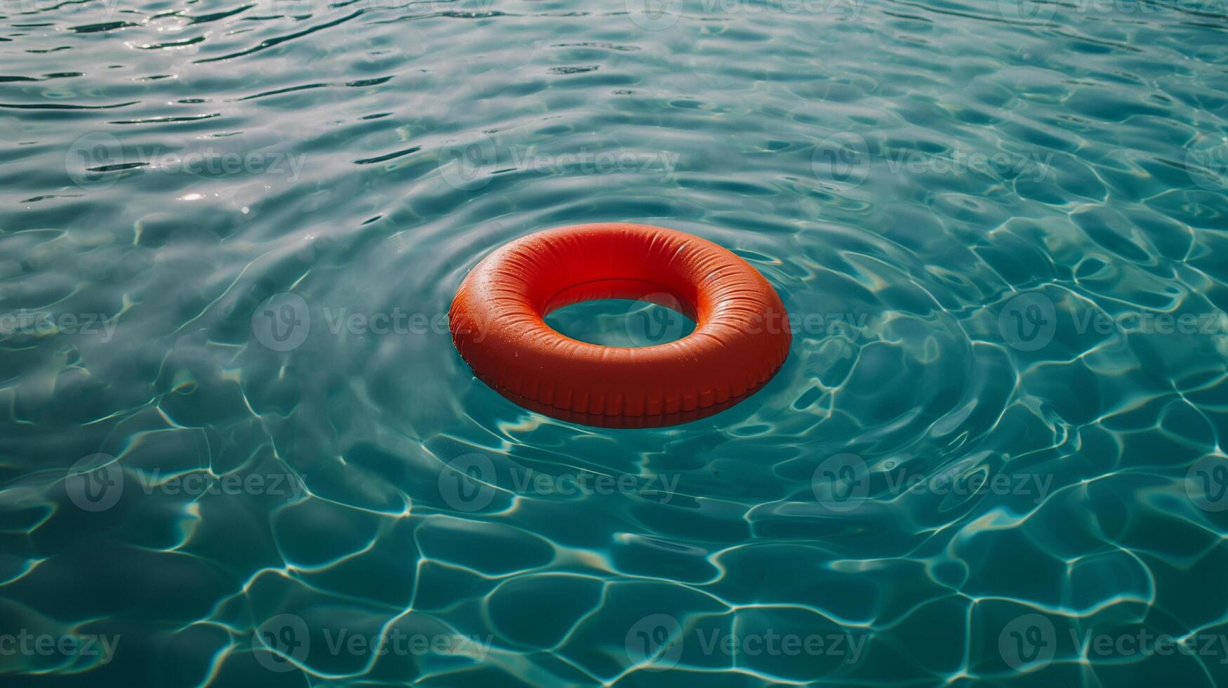 Interesting summer photo of a inflatable water ring in the sea