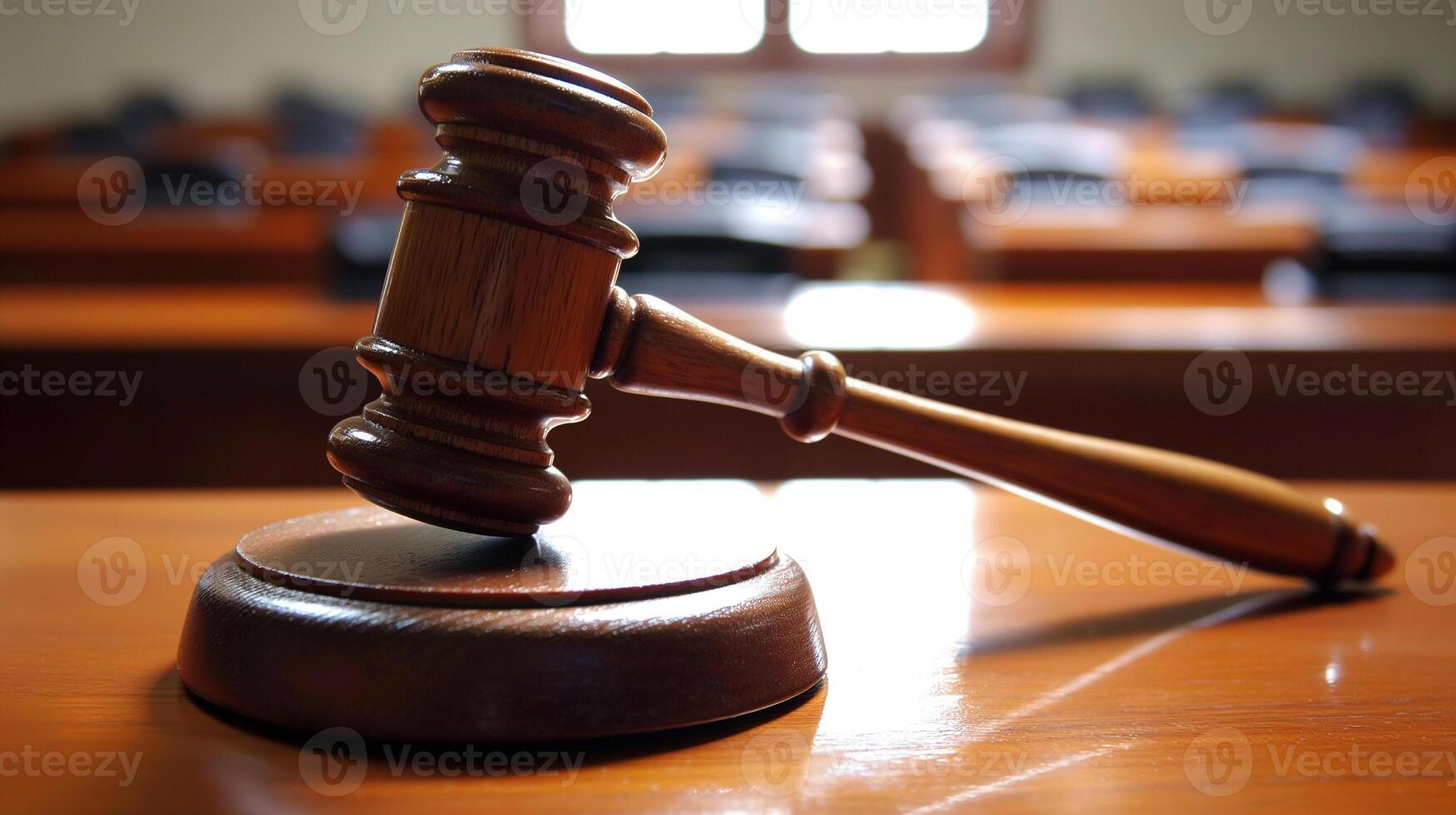 Photo of a judge's gavel to make a fair legislative decision in a criminal case in courtroom close up