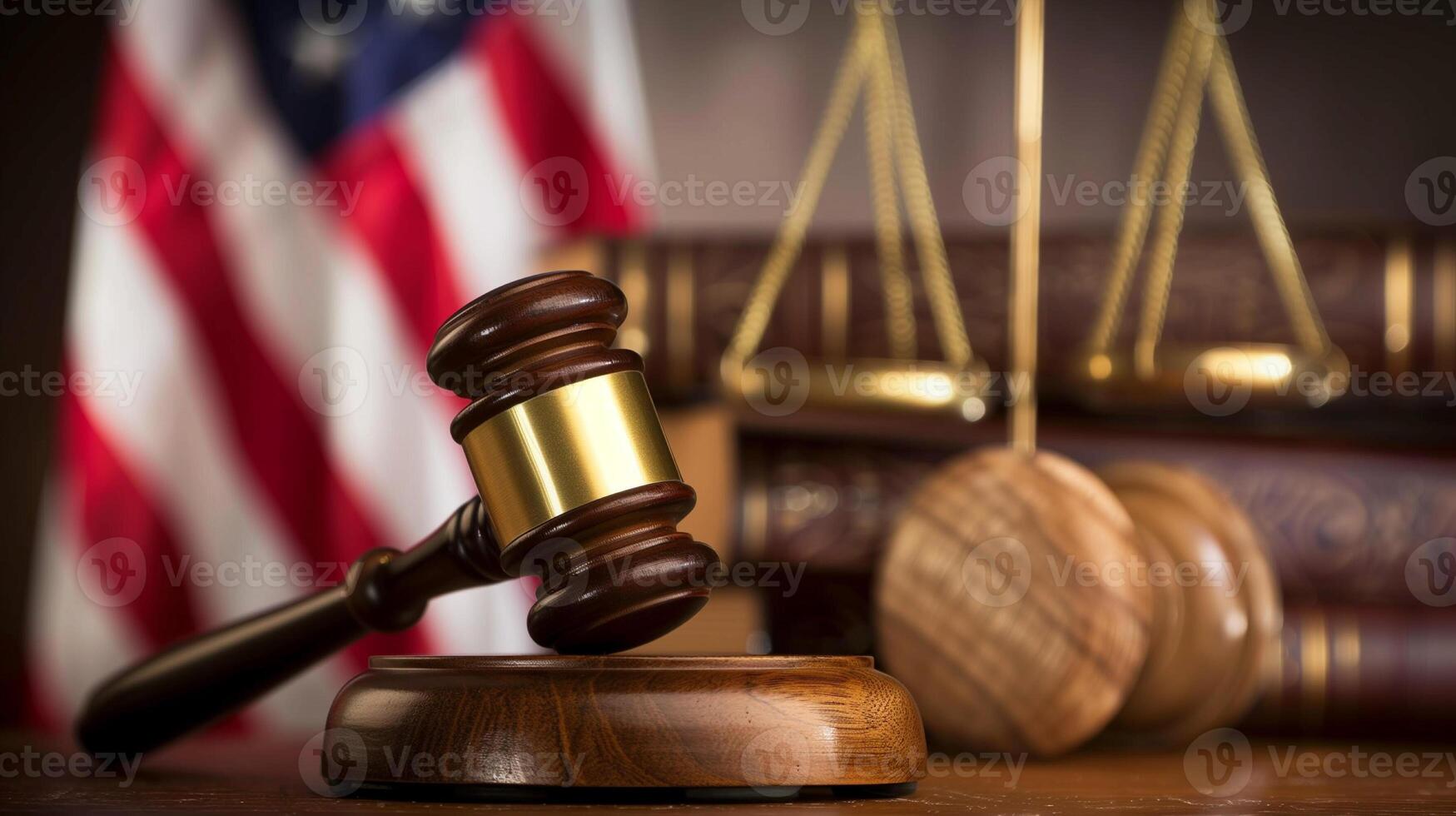 Photo of a judge's gavel to make a fair legislative decision in a criminal case in courtroom close up