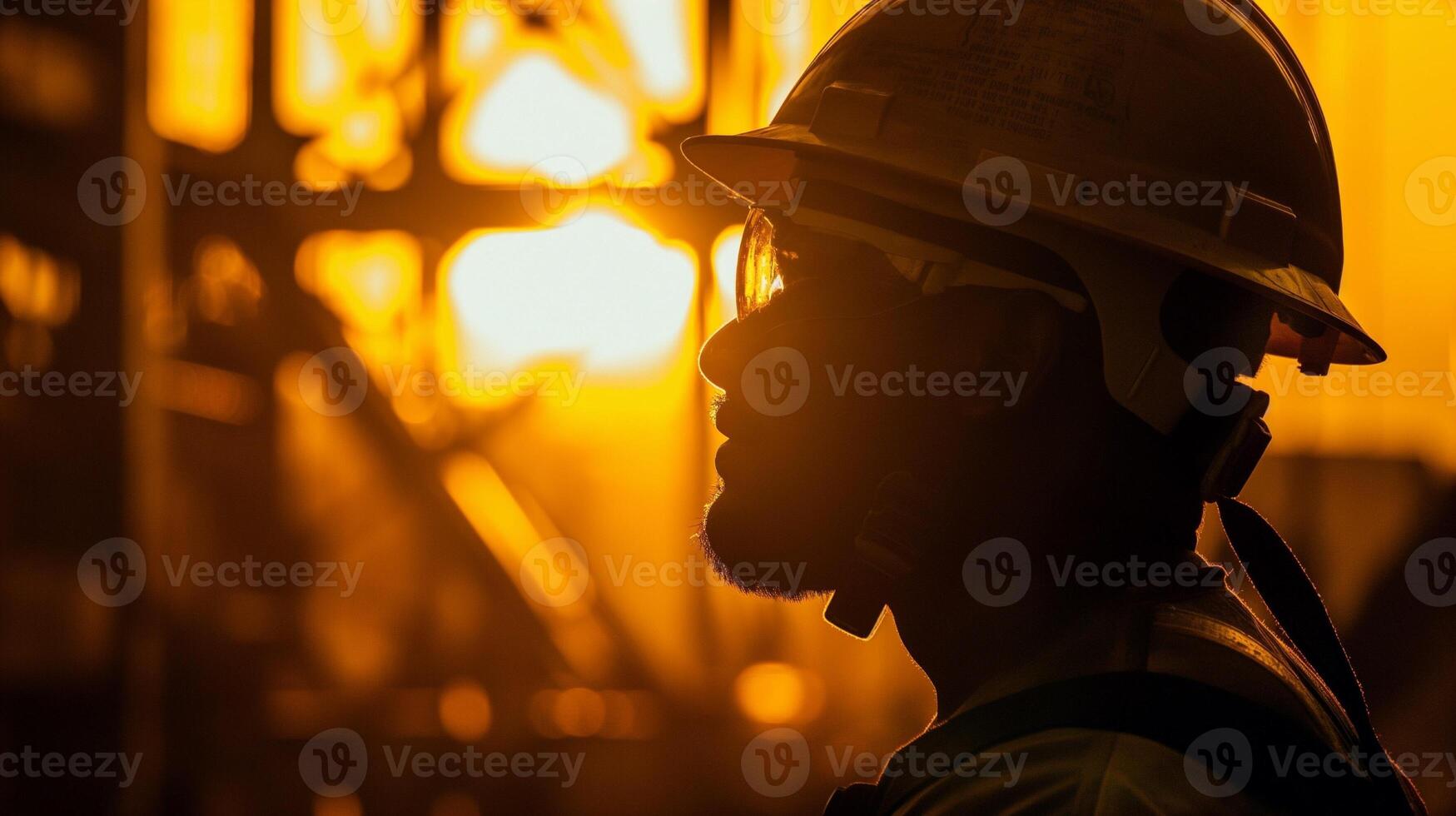 Male builder in a helmet with tools at work, photo of man constructor for Labor Day