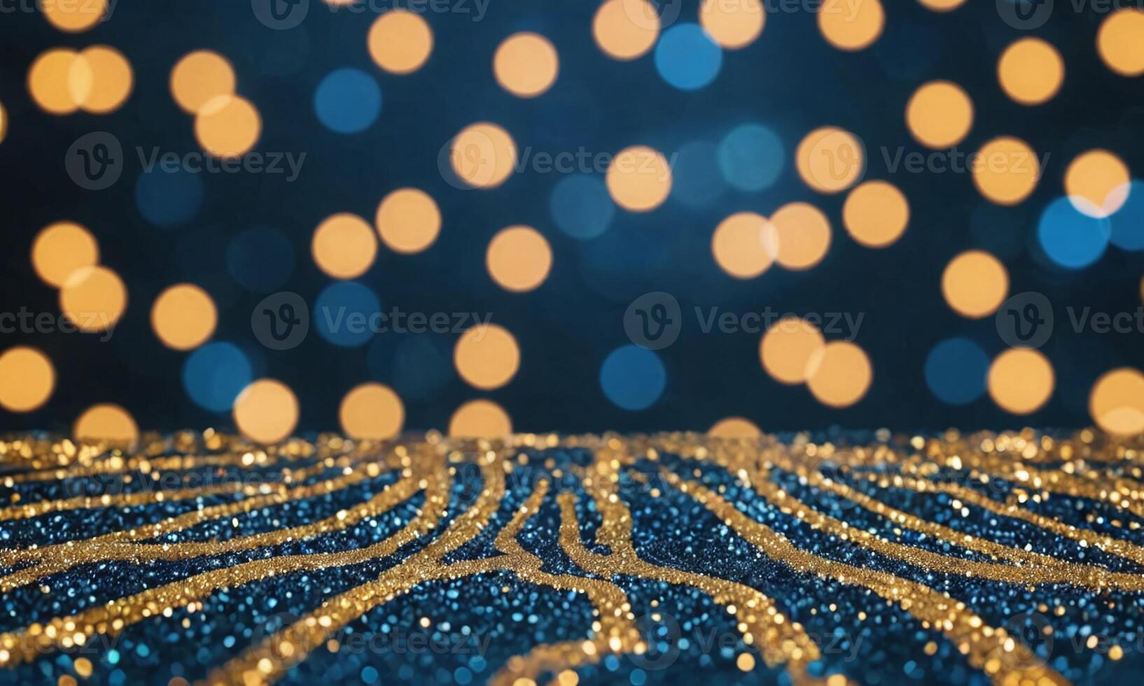 Blue and gold Abstract background and bokeh photo