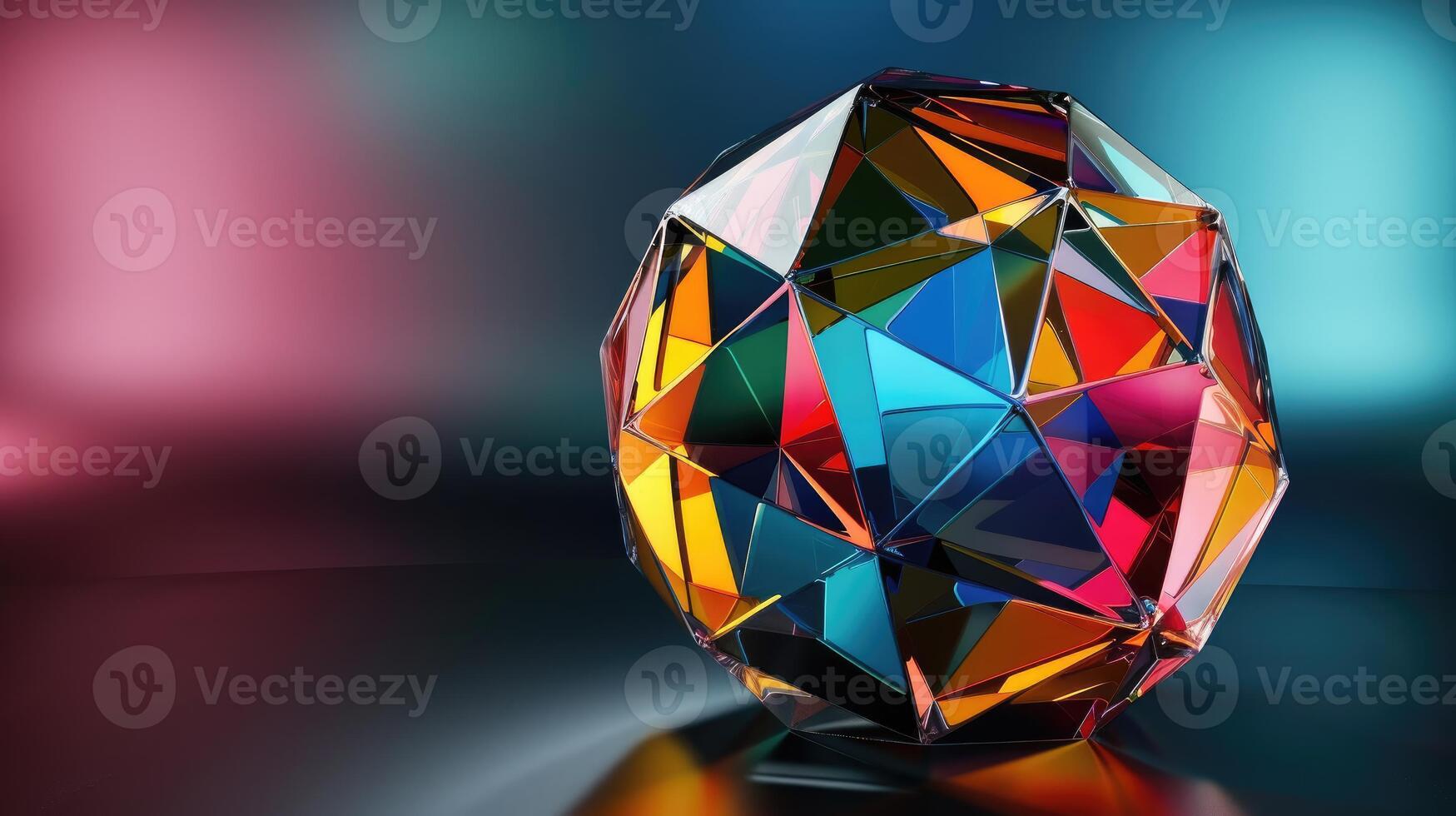 Mesmerizing Glass Geometric Sphere Against Blurred Gradient Background photo