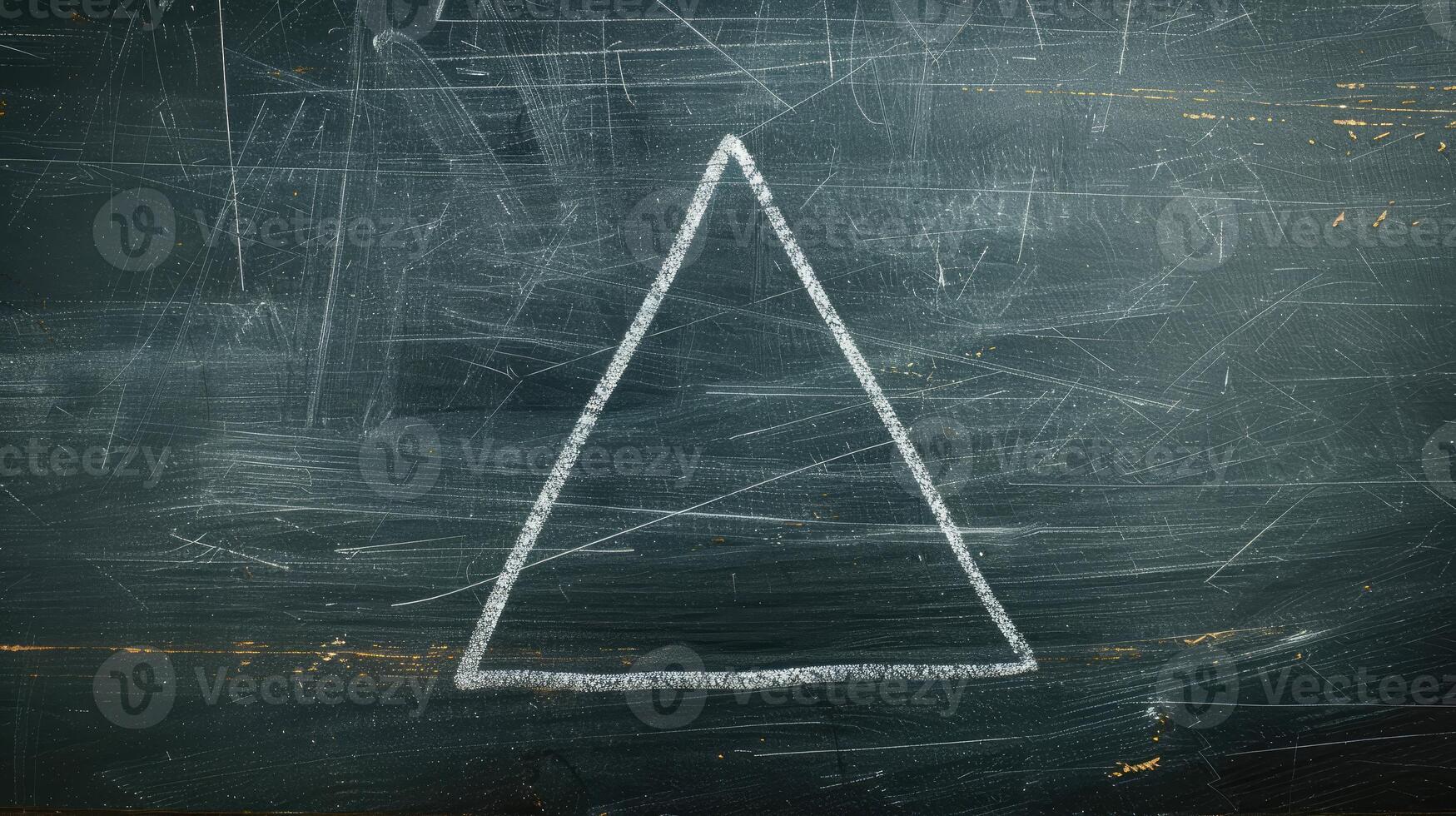 White Chalk Triangle Illustration on Dark Green Chalkboard photo