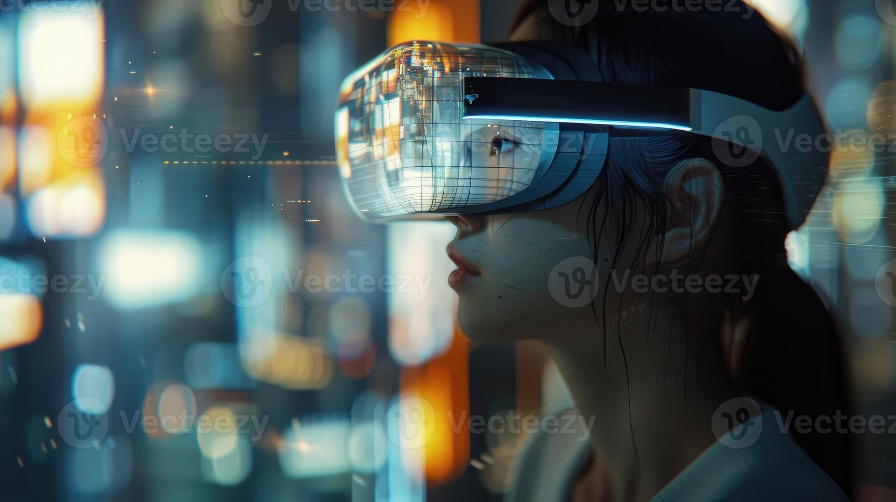 Futuristic VR Experience Immersed in a Technicolor TechnoScape photo