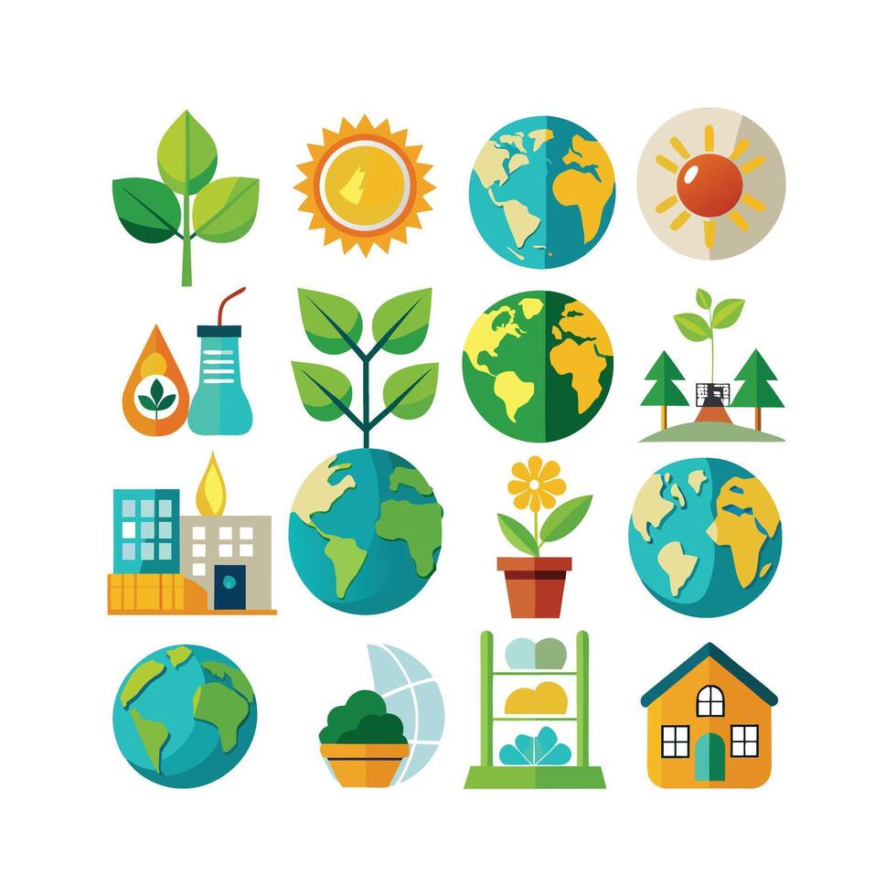 Environment and sustainability icon set illustration vector