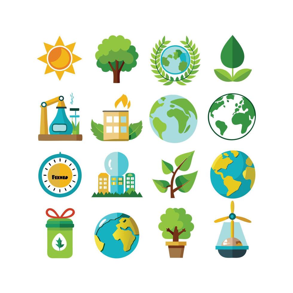 Environment and sustainability icon set illustration vector