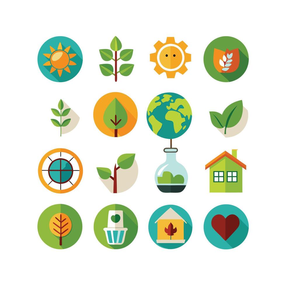 Environment and sustainability icon set illustration vector