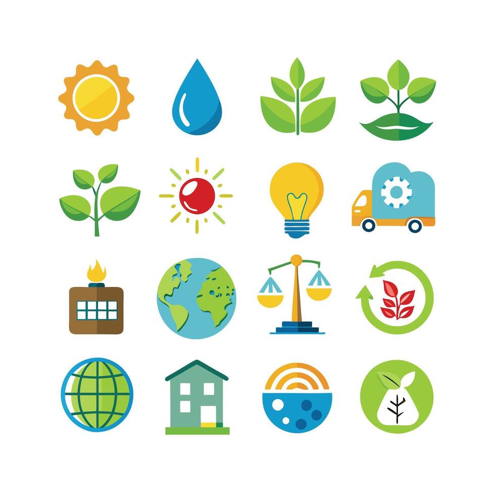 Environment and sustainability icon set illustration vector